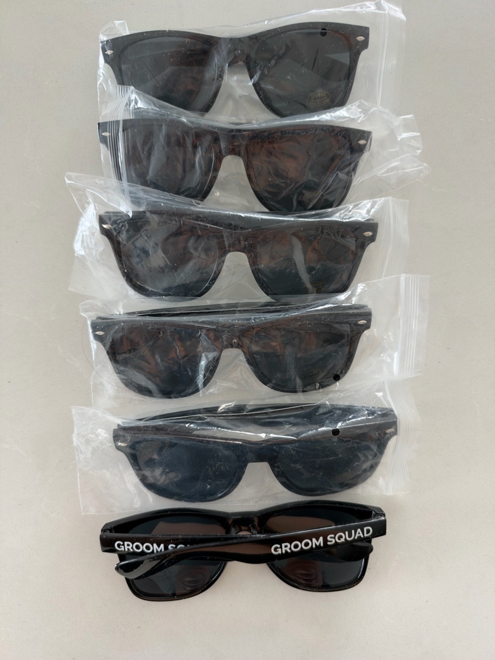 Men's Classic Black Sunglasses - Sleek UV Shades “Groom Squad”. New SET of 6